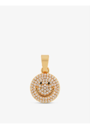 Smiley pavé 18ct yellow gold-plated cubic zirconia pendant