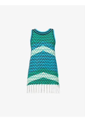 Sumi geometric-print knitted top