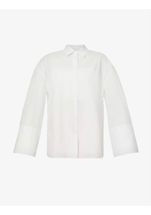 Lipy pleated oversized organic-cotton poplin shirt