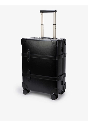 Globe-trotter Black Fibre and Leather Centenary Carry-on 4-wheel Vulcanised-fibreboard Medium Suitcase, Size: 55cm