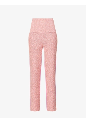 Diag Languid folded-waist straight-leg high-rise knitted trousers