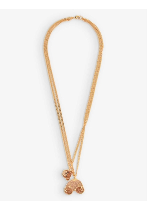 Bear gold-tone brass and crystal necklace