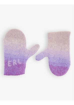Ombre logo-embroidered mohair-blend mittens