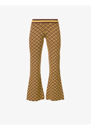 Cho flared-leg mid-rise knitted trousers