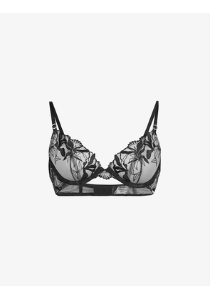 Persephone floral-embroidered stretch-lace bra
