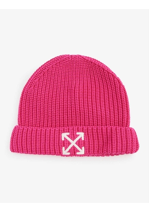 Arrow-embroidered cotton-knit beanie hat 2-6 years