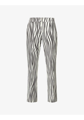Zebra-print mid-rise straight-leg wool-blend trousers