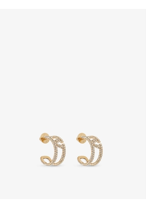 VLOGO crystal-embellished brass hoop earrings