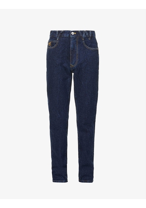 Brand-embroidered regular-fit jeans