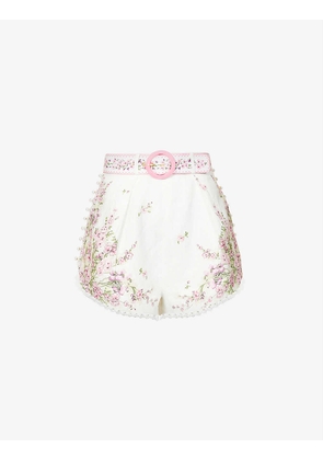 Jude floral-print linen shorts