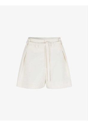 Polo belted high-rise cotton-canvas shorts