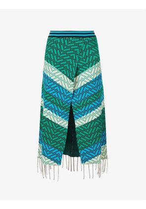 Aab geometric-print knitted midi skirt