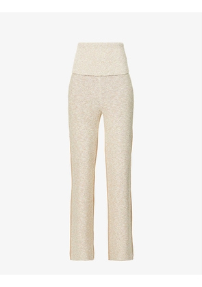 Diag Languid folded-waist straight-leg high-rise knitted trousers