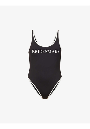 Bride text-print swimsuit