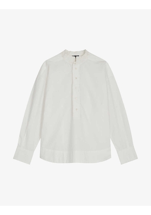 Poeme embroidered-collar relaxed-fit cotton-poplin shirt