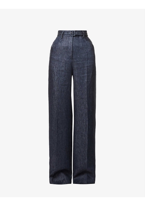 Norman wide-leg high-rise linen trousers
