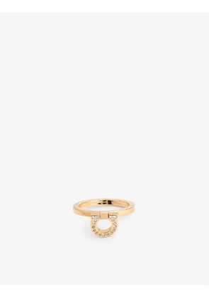 Gancini brass and crystal ring