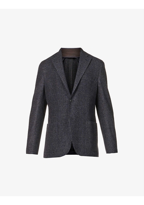 Patch-pocket single-breasted wool-blend blazer