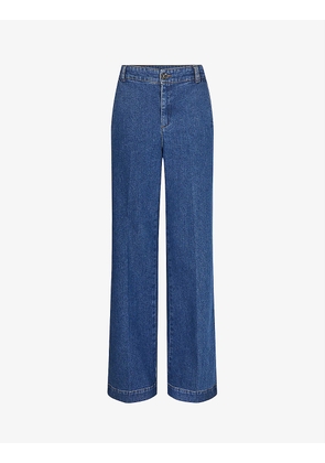 California wide-leg high-rise stretch-denim jeans