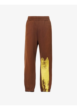Plaster graphic-print relaxed-fit cotton-jersey jogging bottoms