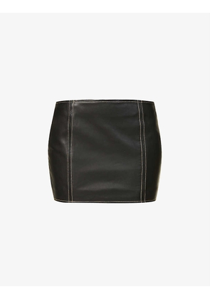 Debby topstitched leather mini skirt