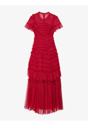 Valentine ruffled recycled polyester maxi dress