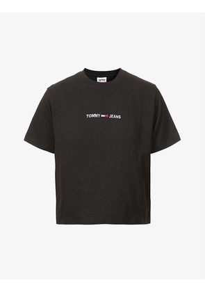 Linear logo-embroidered regular-fit cotton T-shirt