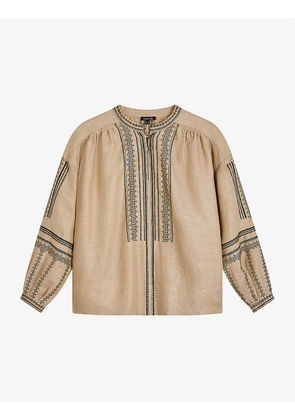 Patience embroidered relaxed-fit linen shirt