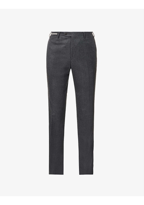 Regular-fit tapered-leg wool suit trousers
