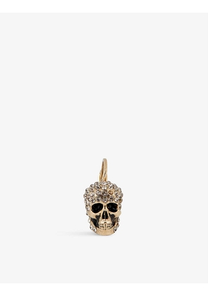 Skull gold-toned brass and crystal earring