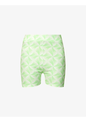 Lovena geometric-print organic-cotton blend shorts