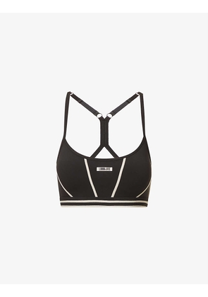 Stacked logo-print stretch-woven sports bra