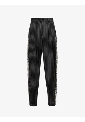 Pinstriped straight relaxed-fit cotton trousers