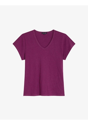 Dominique V-neck cotton-blend T-shirt