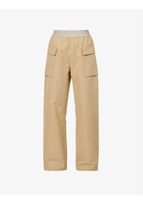 ESSENTIALS cargo relaxed-fit high-rise cotton-blend trousers