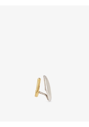 Double-hoop gold and silver-toned brass ear cuff