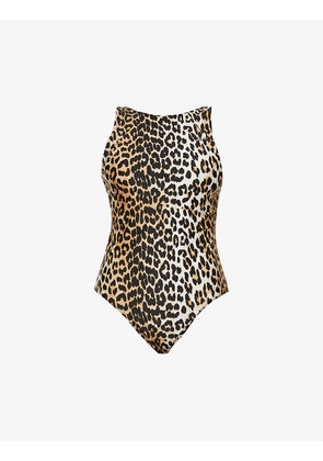 Leopard-print recycled-polyamide-blend swimsuit