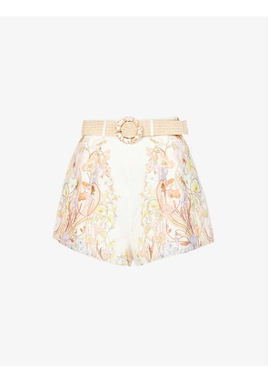 Jeannie floral-print linen shorts