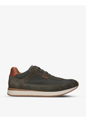 Isaac panelled faux-suede and canvas running trainers