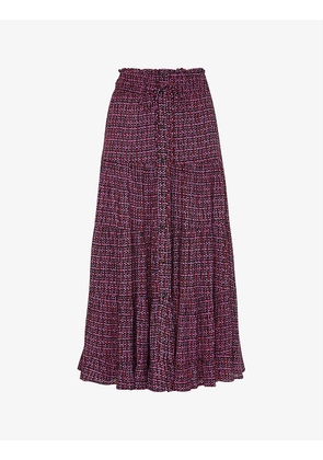 Twist polka-dot woven midi skirt