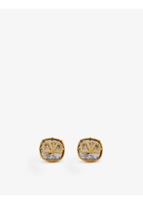 VLOGO brass and crystal stud earrings