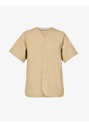 ESSENTIALS brand-tab stretch-cotton shirt