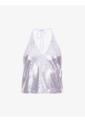 Kia sequin-embellished stretch-recycled polyester top