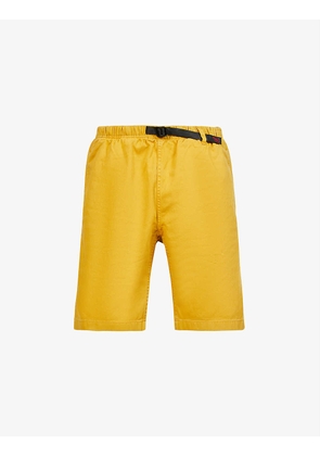 Belt-strap brand-embroidered organic-cotton shorts