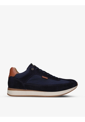 Isaac panelled faux-suede and canvas running trainers