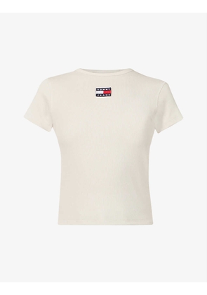 Brand-patch stretch-cotton t-shirt
