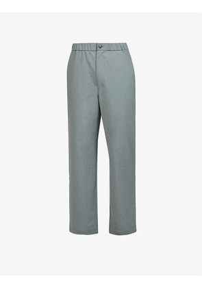 Textured-pattern regular-fit straight-leg recycled-polyester trousers