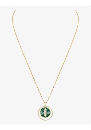Lucky Move 18ct yellow-gold, 0.3ct diamond and malachite necklace