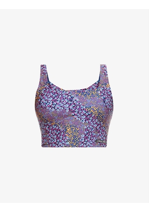 Floral-print cut-out stretch-jersey sports bra