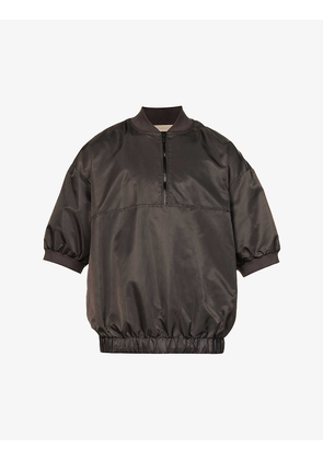 ESSENTIALS collared branded-tab boxy-fit shell jacket